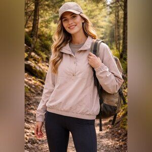 Bearpaw Womens Packable Windbreaker Jacket  Zip Neck water-resistant Medium